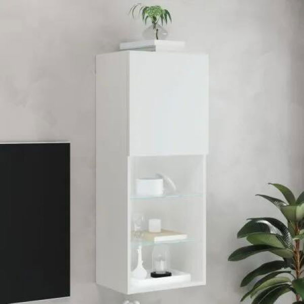 TV Cabinet with LED Lights White 40.5x30x102 cm