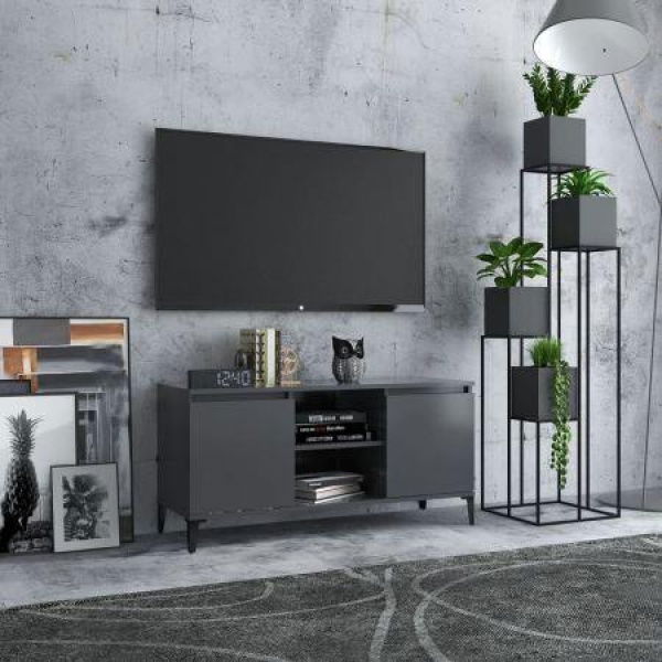 TV Cabinet With Metal Legs Grey 103.5x35x50 Cm.