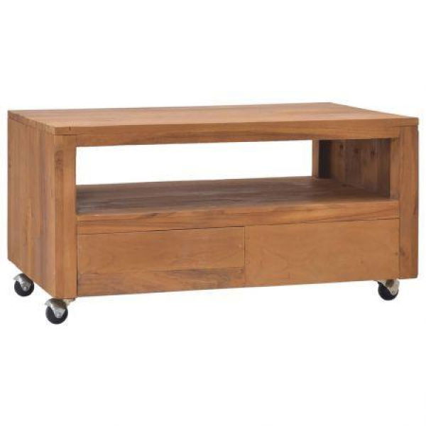 TV Cabinet With Wheels 80x50x42 Cm Solid Teak Wood