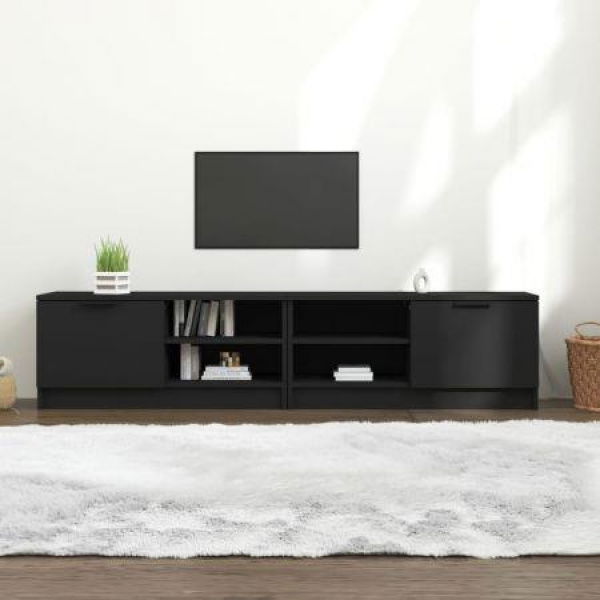 TV Cabinets 2 Pcs Black 80x35x36.5 Cm Engineered Wood.