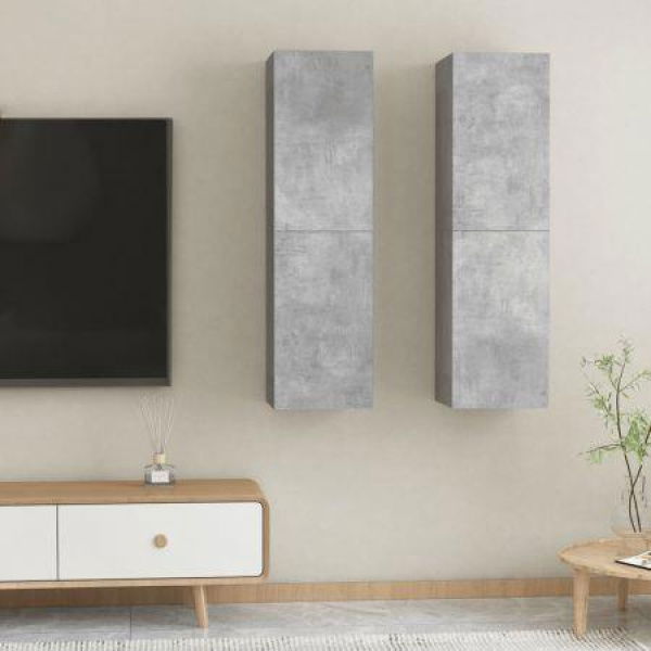 TV Cabinets 2 Pcs Concrete Grey 30.5x30x110 Cm Engineered Wood.