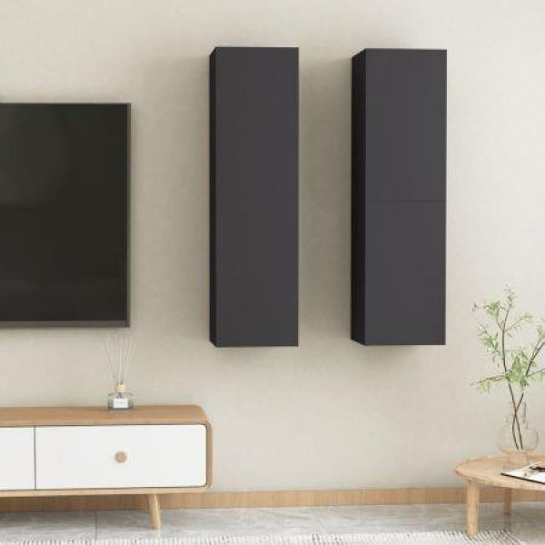 TV Cabinets 2 Pcs Grey 30.5x30x110 Cm Engineered Wood.