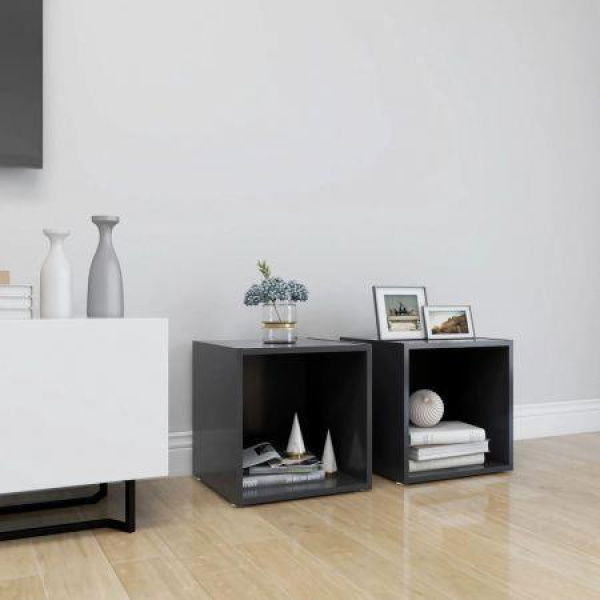 TV Cabinets 2 Pcs Grey 37x35x37 Cm Engineered Wood