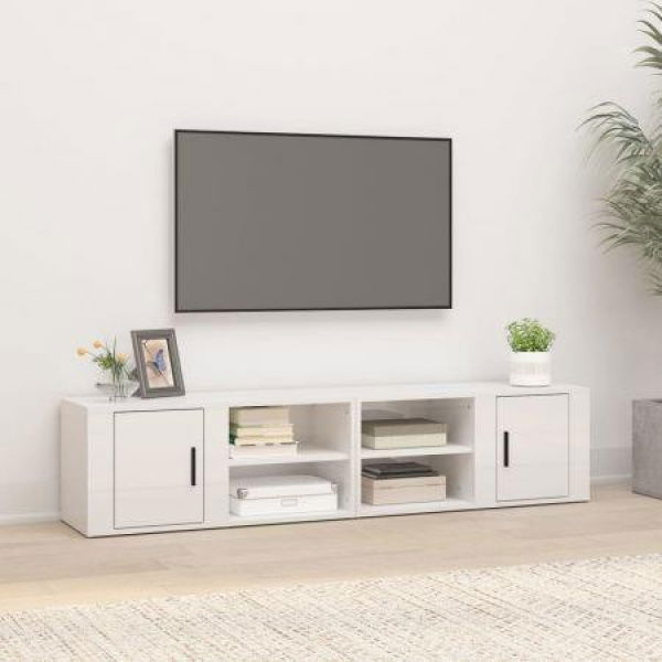 TV Cabinets 2 Pcs High Gloss White 80x31.5x36 Cm Engineered Wood.