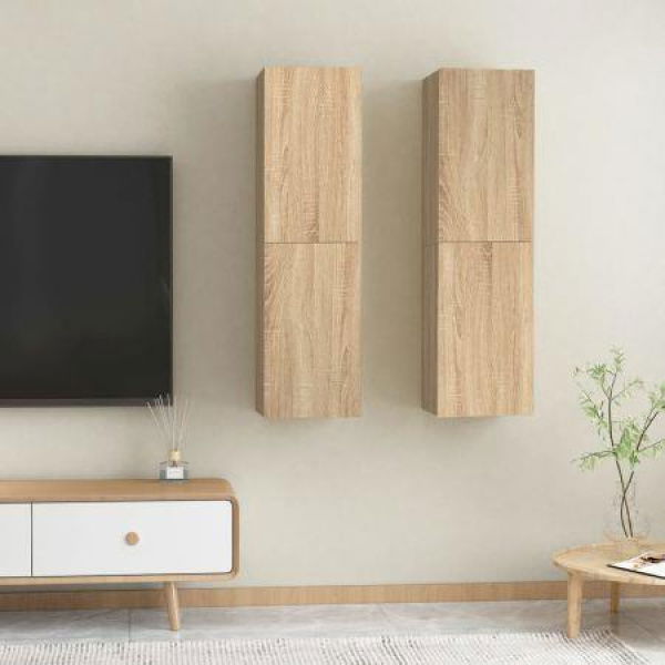 TV Cabinets 2 Pcs Sonoma Oak 30.5x30x110 Cm Engineered Wood.