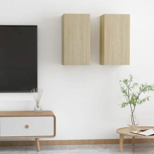 TV Cabinets 2 Pcs Sonoma Oak 30.5x30x60 Cm Engineered Wood.