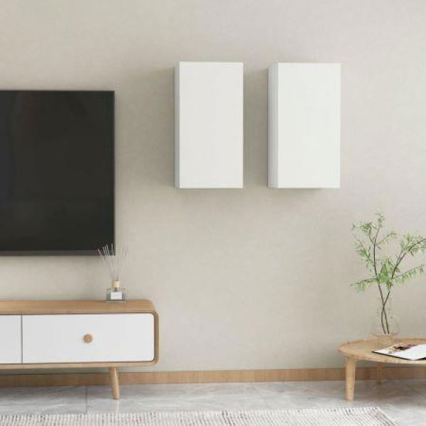 TV Cabinets 2 Pcs White 30.5x30x60 Cm Engineered Wood.