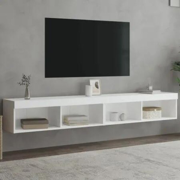 TV Cabinets with LED Lights 2 pcs White 100x30x30 cm