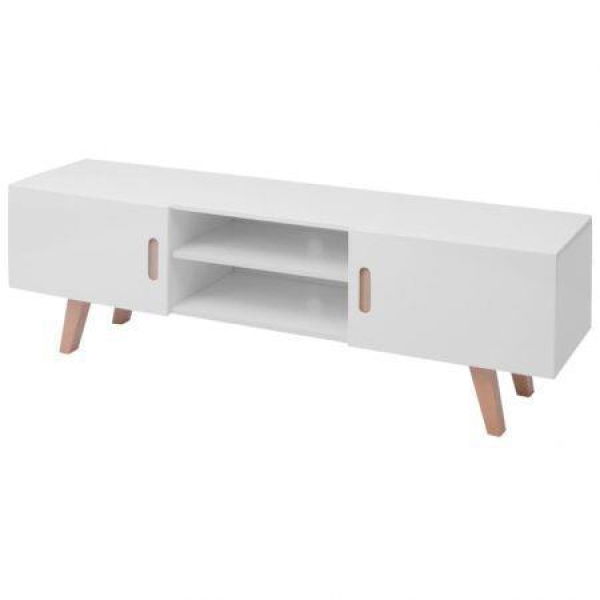 TV Stand MDF 150x35x48.5 Cm High Gloss White.