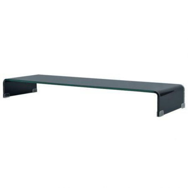 TV Stand/monitor Riser Glass Black 110x30x13 Cm.