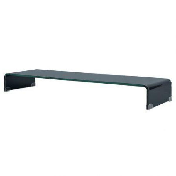 TV Stand/monitor Riser Glass Black 120x30x13 Cm.