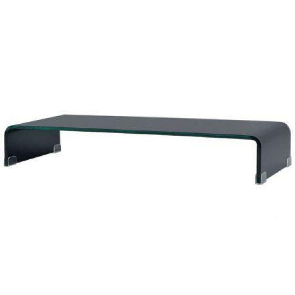 TV Stand/monitor Riser Glass Black 80x30x13 Cm.