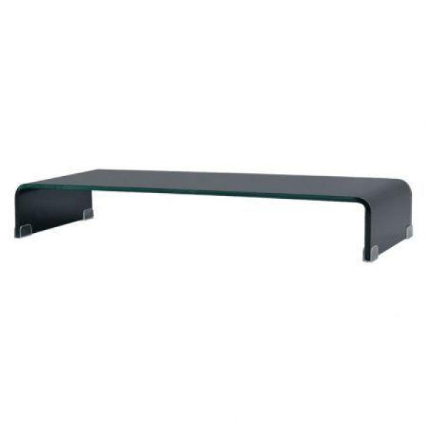 TV Stand/monitor Riser Glass Black 90x30x13 Cm.