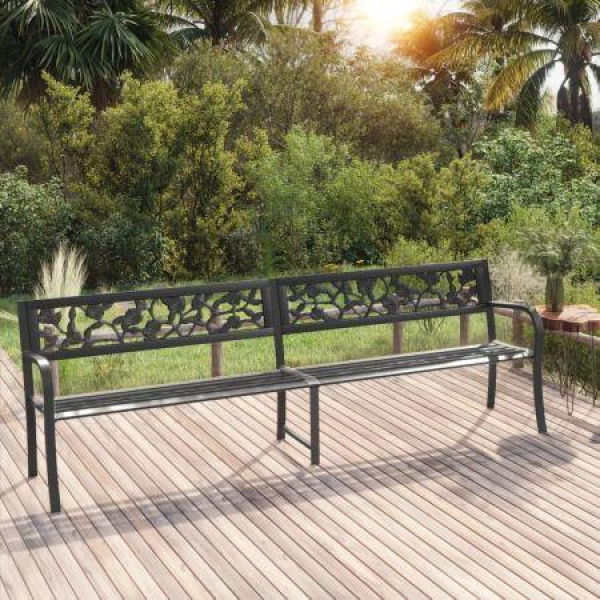 Twin Garden Bench 246 Cm Black Steel