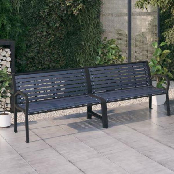 Twin Garden Bench 251 Cm Steel And WPC Black