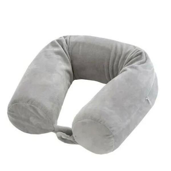 Twist Memory Foam Travel Pillow for Airplanes, Pillow for Neck Support, Chin, Lumbar and Leg, Adjustable, Bendable Neck Roll Pillow (Gray)