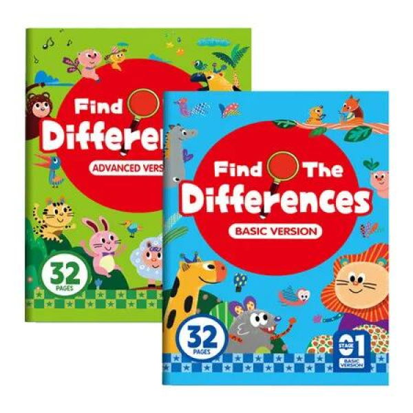 Two Book Set Spot The Difference Basic And Advanced Whole Brain Development Thinking Skills Visual Discrimination Memory Logic for 3-6 Year Olds