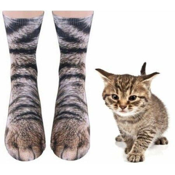 Two Pairs Animal Paws Socks - Funny 3D Animal Socks Crazy Cat Tiger Dog Paw Crew Socks Printed Socks Animal Socks For Gifts Cat