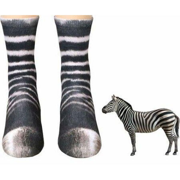 Two Pairs Animal Paws Socks - Funny 3D Animal Socks Crazy Cat Tiger Dog Paw Crew Socks Printed Socks Animal Socks For Gifts Zebra