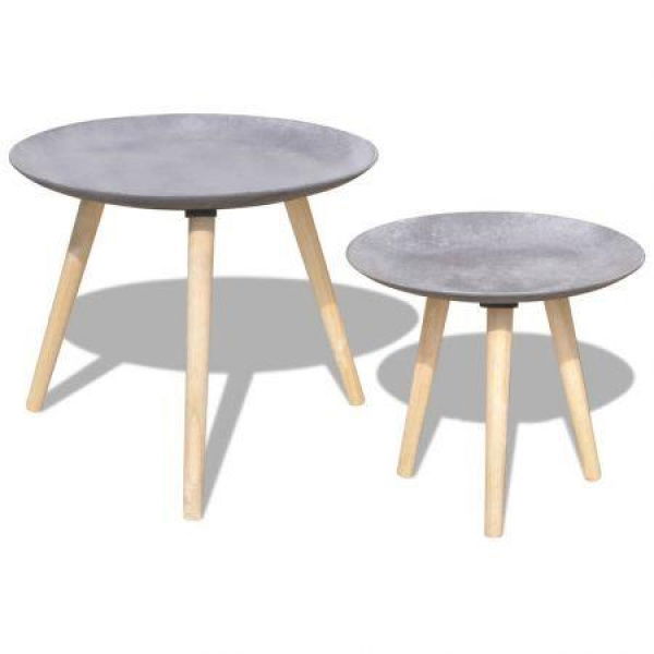 Two-Piece Side Table/Coffee Table Set 55cm & 44cm Concrete Grey.