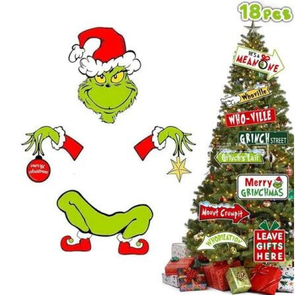Type A Grinch Christmas Tree Road Sign Ornament Ideal For Christmas Tree Decorations Halloween And Festive Events