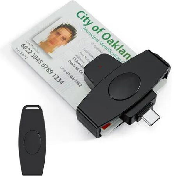 Type C CAC Reader, Mini Portable USB Smartfold Type C Smart Card Reader SIM Card Reader Compatible with Windows, Mac OS