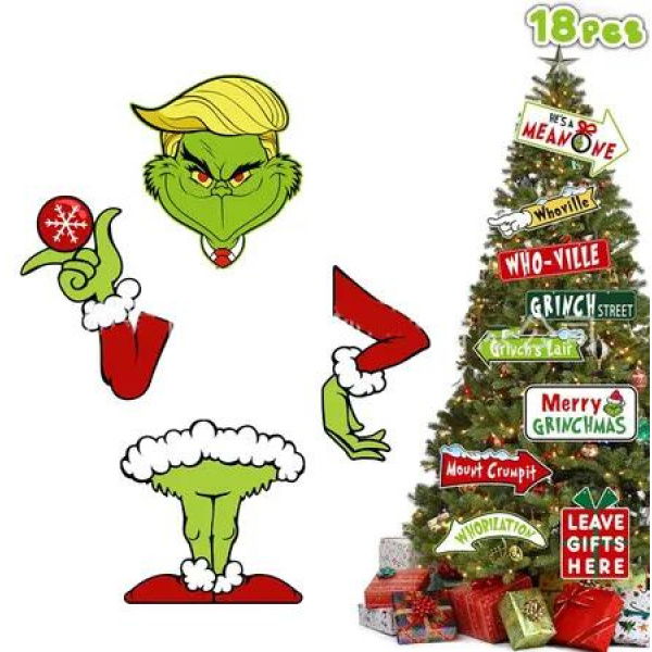 Type E Grinch Christmas Tree Road Sign Ornament Ideal For Christmas Tree Decorations Halloween And Festive Events