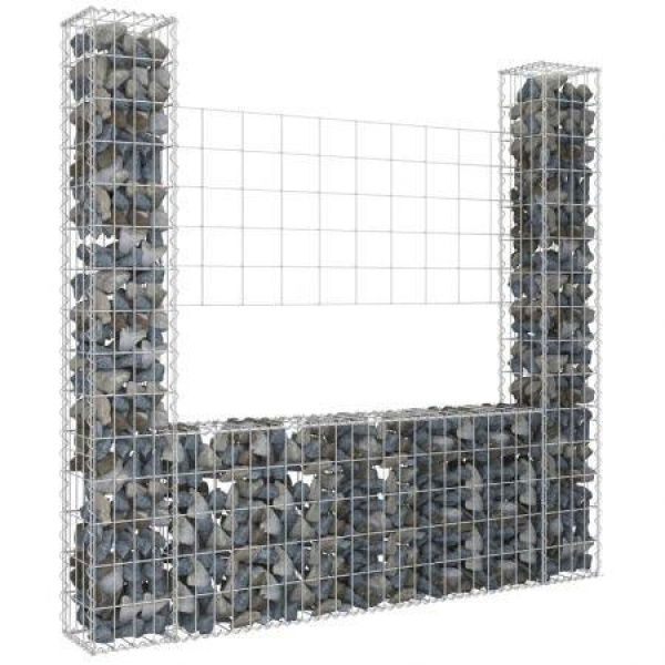 U-shape Gabion Basket With 2 Posts Iron 140x20x150 Cm