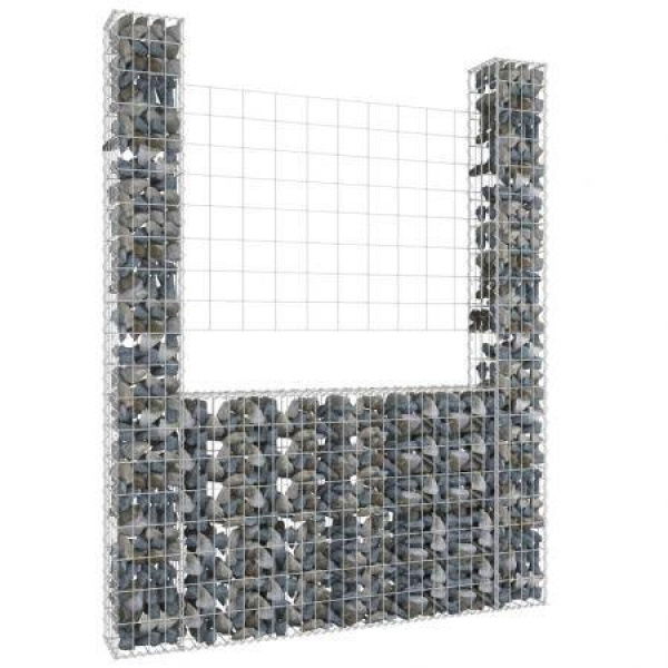 U-shape Gabion Basket With 2 Posts Iron 140x20x200 Cm