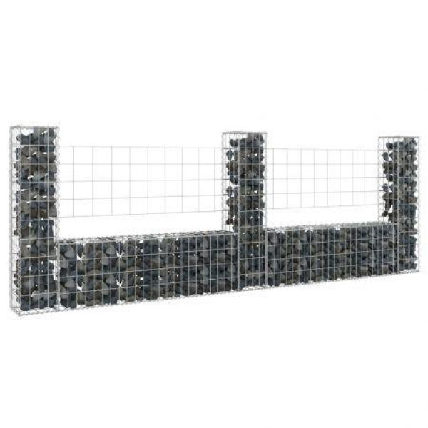 U-shape Gabion Basket With 3 Posts Iron 260x20x100 Cm