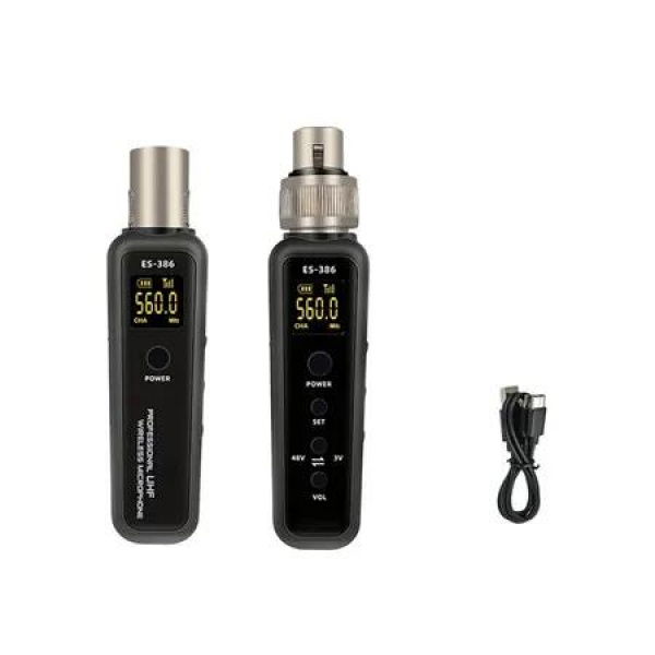 UHF Wireless Transmitter and Receiver System, for Dynamic and Condenser Microphone and Guitar, 25 Channels