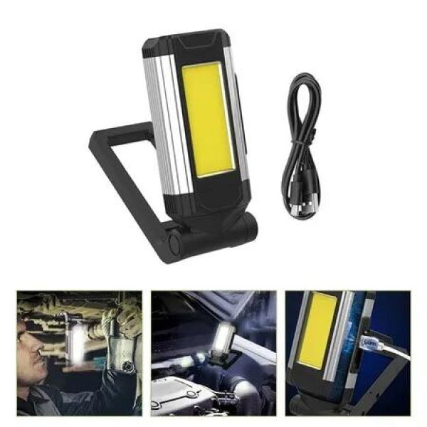 Ultra Bright LED Work Lamp Workshop Lamp with Rechargeable Battery Magnitec Base and Rotating Function for Workshop,Car Repair Camping,Yellow