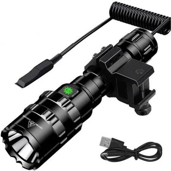 Ultra-Bright Tactical Flashlight Night Scout Torch Set:L2 fish light, USB rechargeable, waterproof