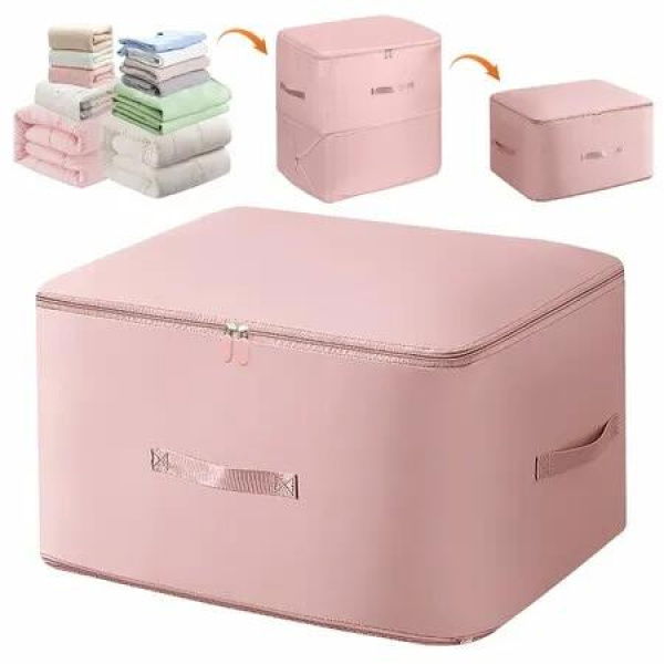 Ultra Space Saving Compression Organiser Heavy Duty Moving Bags Storage Tote for Comforters Clothes Blankets Bedding with Zipper(Pink-L)