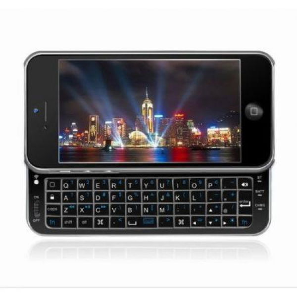 Ultra-thin Backlit Wireless Bluetooth 3.0 Keyboard Case For IPhone 5 - Black.