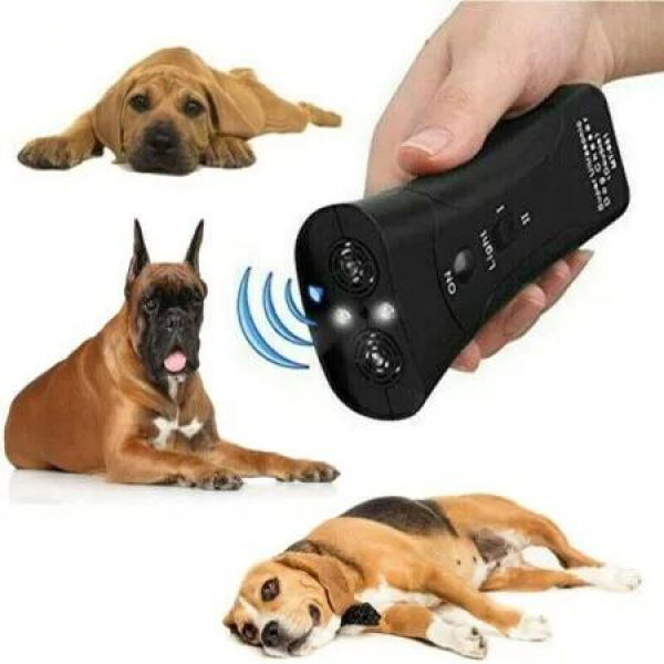 Ultrasonic Dog Repellent Trainer LED Flashlight Bark Stopper Safety Outdoor Walking Training Humane Safe Deterrent Tool Infrared AntiBark Device Rechargeable Portable