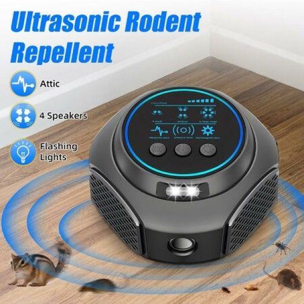 Ultrasonic Mouse Rodent Repellent Indoor Pest Repeller with LED Flashlights Mouse Deterrent For House Garden Warehouse