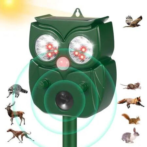 Ultrasonic Pest Repeller Outdoor,Solar Animal Repeller with Motion Sensor,Cat Deterrent,Waterproof to Repel Dogs,Raccoons,Foxes,Rabbits