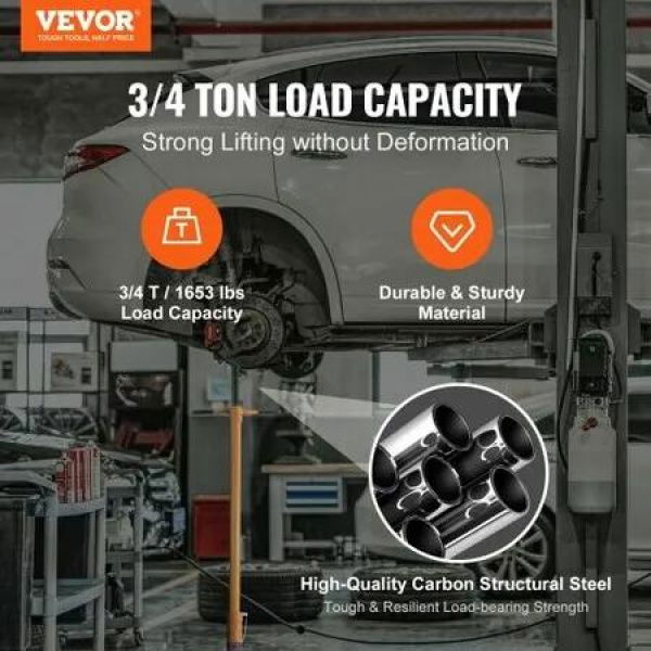 Underhoist Support Stand, 3/4 Ton Capacity Under Hoist Jack Stand, Lifting from 38.4' to 74.8', Bearing Mounted Spin Handle, Two Wheels, Self-Locking Threaded Screw, Support Vehicle Components