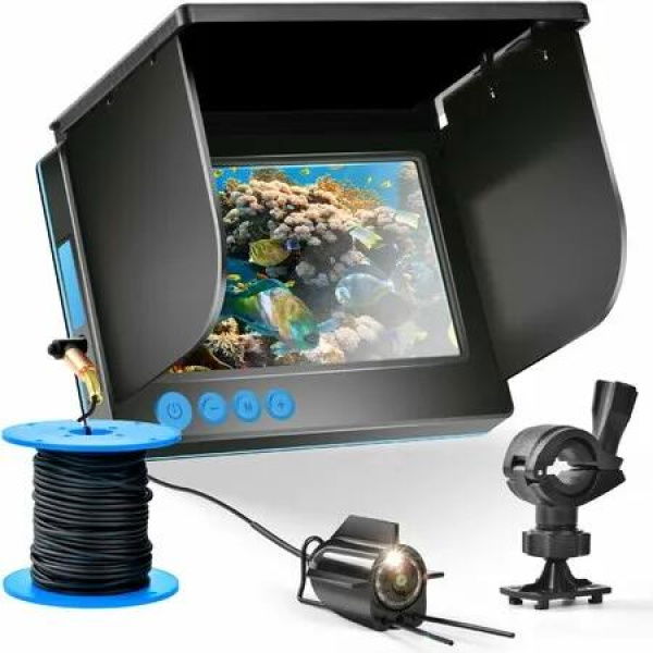Underwater Fishing Camera,Fishing Camera with Infrared Night Vision Light,Portable Fish Finder with 30m Cable,5 Inch LCD,Upgraded HD Lens