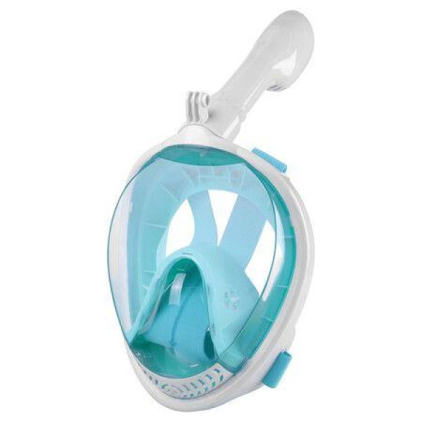 Underwater Snorkeling Mask Full Face Water Sport Scuba Diving Snorkeling Masks Wide View Anti-Fog Submarine Mask Color White And Green Size S/M.