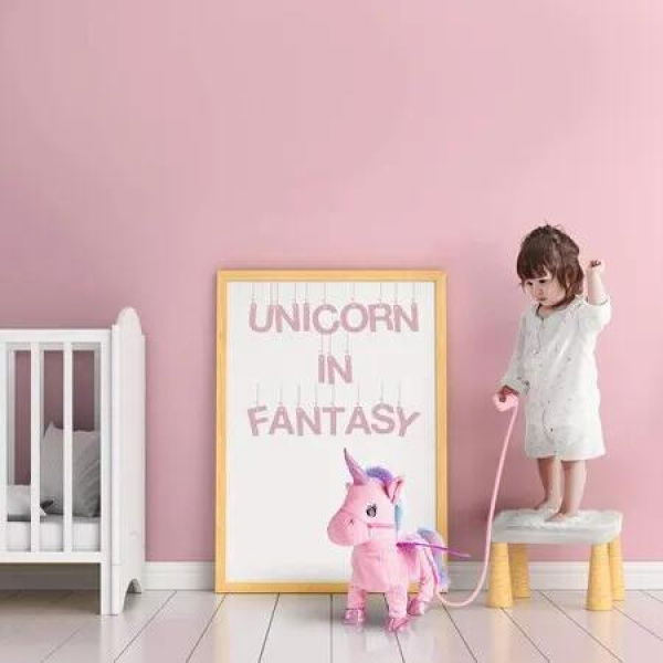 Unicorn Plush Toy Electronic Cute Singing Walking Pony Stuffed Baby Pink Music Interactive Gift Kids Playmate