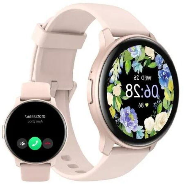 Unisex Smart Watch, Make and Answer Calls, Quick Text Reply, AI Voice Control - Compatible with Android and iPhone (Pink)