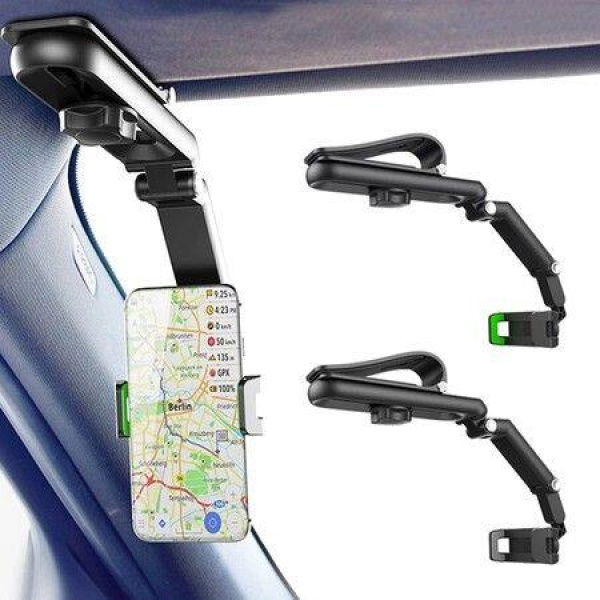 Universal Car Rearview Mirror Phone Holder Sun Clip Visor Multifunctional 360° Rotation Phone Holder (1 Pack)