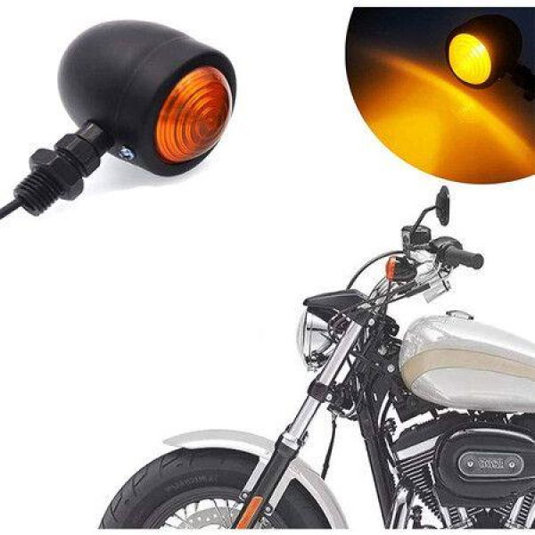 Universal Motorcycle Turn Signals Amber Turn Signals Light (1 Pack) Black.