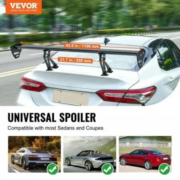 Universal Rear Spoiler GT Style Adjustable Trunk Wing Car Racing 43.3''