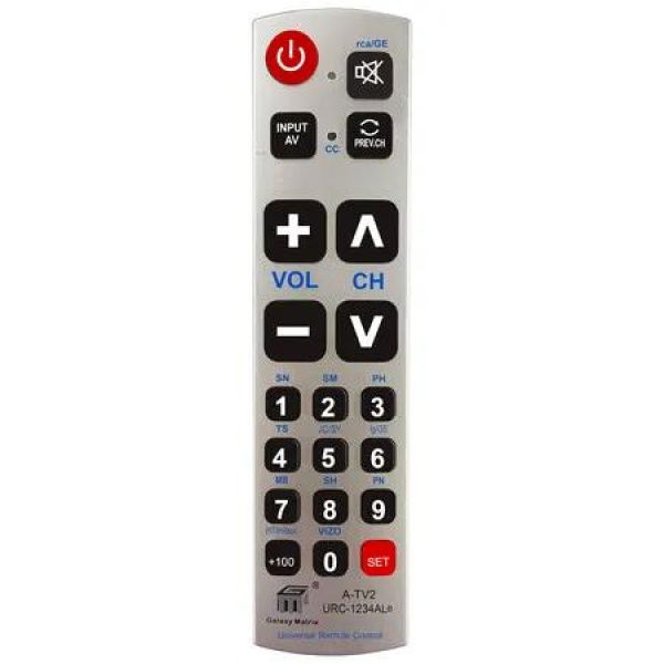 Universal Remote Big Button A-TV2 LG Vizio Sharp Zenith Panasonic Philips RCA Battery Ready No Programming Television Control