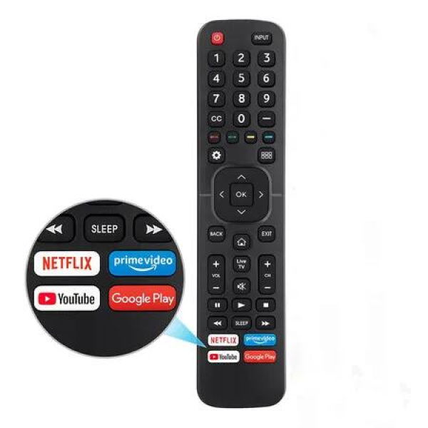 Universal Remote for All Hisense TV Remote, Replacement Control EN2A27 for Hisense Smart TV Remote, with Netflix, Prime Video, YouTube, Google Play Buttons