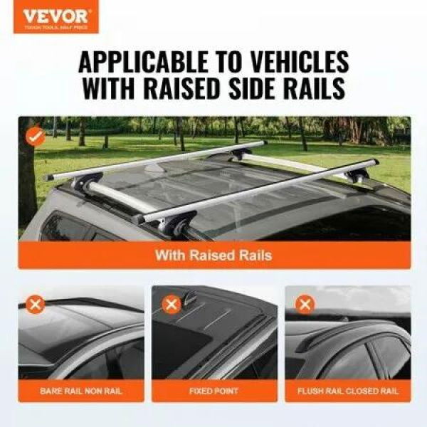 Universal Roof Rack Crossbar for Vehicle with Side Rail Aluminum with Lock