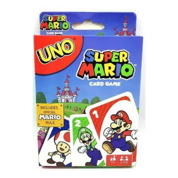 UNO Super Mario Card Game Animated Character Themed Collector Deck 108 Cards with Character Images, for Kids Ages 7 Years Old and Up